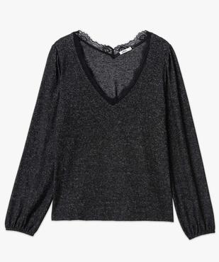 Pull femme en maille douce à col V en dentelle vue4 - GEMO(FEMME PAP) - GEMO