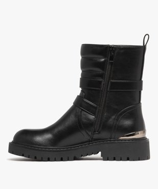 Boots femme mid-cut à col matelassé avec zip et brides fantaisie vue4 - 5 MILES - GEMO