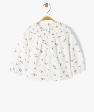 Blouse bébé fille à manches longues à smocks, plumetis et fleurs vue1 - GEMO(BEBE DEBT) - GEMO