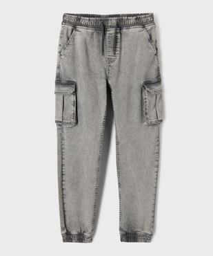 Jean slim cargo en denim extensible délavée garçon vue1 - GEMO 4G GARCON - GEMO
