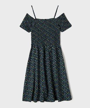 Robe fleurie à fines bretelles et buste smocké fille vue3 - GEMO 4G FILLE - GEMO
