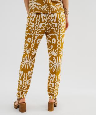 Pantalon à taille élastiquée en viscose fluide imprimée femme vue3 - GEMO 4G FEMME - GEMO