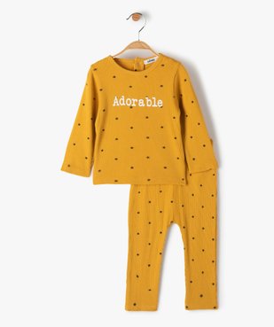 Pyjama bébé 2 pièces en maille côtelée vue1 - GEMO(BB COUCHE) - GEMO