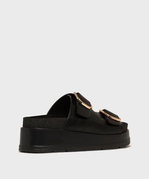 Mules compensées à larges brides et grosses boucles dorées femme - 5 Miles vue4 - 5 MILES - GEMO