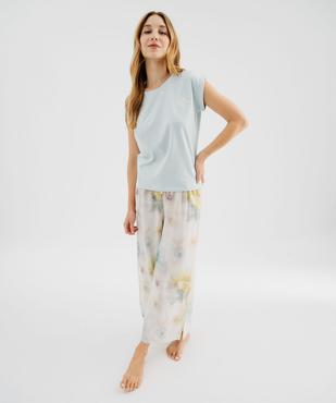 Haut de pyjama manches courtes loose à revers et broderie femme vue4 - GEMO 4G FEMME - GEMO