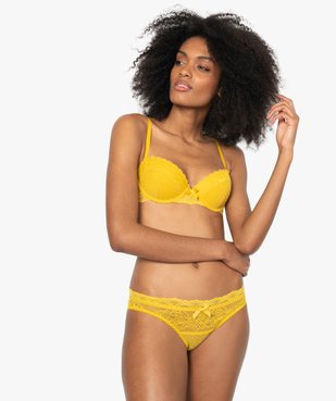 Soutien-gorge à armatures en tulle plumetis et dentelle vue3 - GEMO(HOMWR FEM) - GEMO