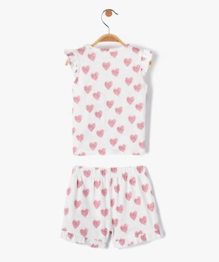 Pyjashort bébé 2 pièces imprimé cœurs et volants vue4 - GEMO(BB COUCHE) - GEMO