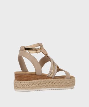 Sandales compensées à semelle plateforme en corde et détails bijoux dorés femme vue4 - VALENTINA BALDA - GEMO