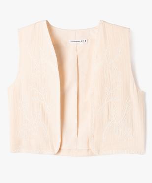 Gilet de costume en gaze de coton brodé fille - LuluCastagnette vue1 - LULUCASTAGNETTE - GEMO