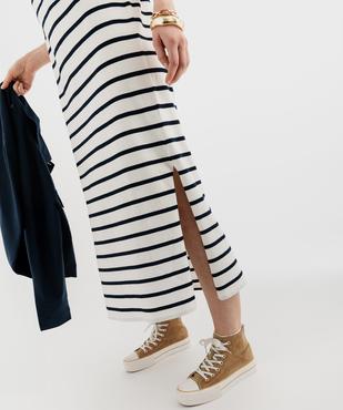 Robe tee-shirt longue à manches courtes rayée femme - LuluCastagnette vue2 - LULU CASTAGNETTE GEMO FOR GOOD - GEMO