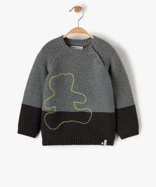 Pull bébé garçon bicolore – Lulu Castagnette vue1 - LULUCASTAGNETTE - GEMO