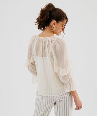 Blouse en voile à manches 3/4 et volants femme vue3 - GEMO(FEMME PAP) - GEMO