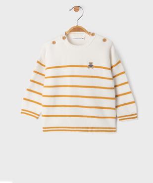 Pull rayé en fine maille bébé garçon - LuluCastagnette vue1 - LULUCASTAGNETTE - GEMO