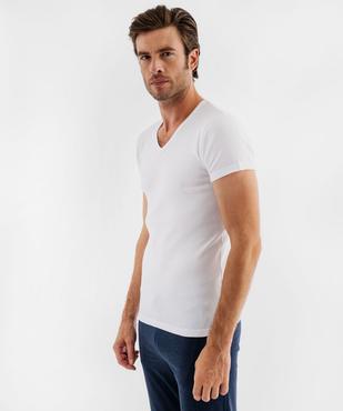 Tee-shirt homme à manches courtes et col V en coton biologique (lot de 2) vue7 - GEMO 4G HOMME - GEMO