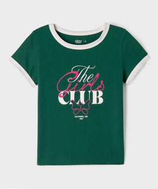 Tee-shirt manches courtes avec inscription colorée fille vue2 - GEMO 4G FILLE - GEMO