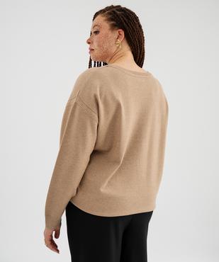 Pull fin pailleté à col V femme grande taille vue4 - GEMO (G TAILLE) - GEMO