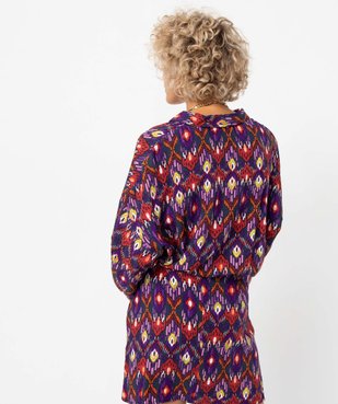Chemise femme imprimée avec finitions élastiquées vue3 - GEMO(FEMME PAP) - GEMO