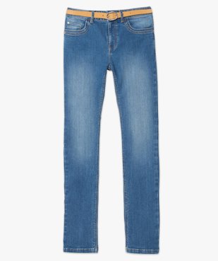 Jean femme regular taille normale délavé avec ceinture vue4 - GEMO(FEMME PAP) - GEMO
