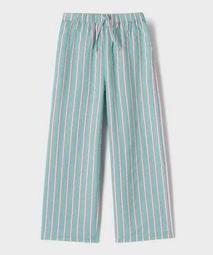 Pantalon rayé en coton froissé fille vue1 - GEMO (ENFANT) - GEMO