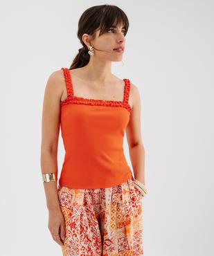 Débardeur en maille côtelée extensible à bretelles froncées femme vue2 - GEMO(FEMME PAP) - GEMO