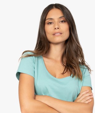 Tee-shirt femme uni à col rond 100% coton biologique vue2 - GEMO(FEMME PAP) - GEMO