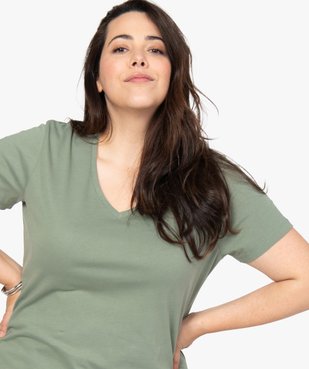 Tee-shirt femme à manches courtes et col V vue2 - GEMO (G TAILLE) - GEMO
