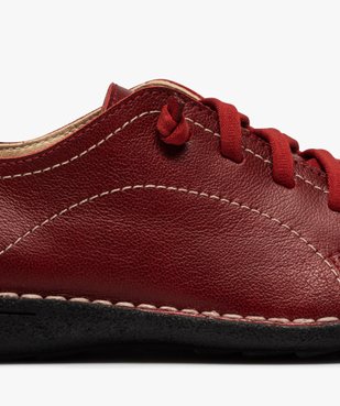 Derbies femme confort dessus cuir à lacets élastiques vue6 - GEMO (CASUAL) - GEMO