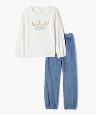 Pyjama en velours avec broderies scintillantes fille - LuluCastagnette vue1 - LULUCASTAGNETTE - GEMO