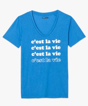 Tee-shirt femme imprimé à manches courtes et col V vue4 - FOLLOW ME - GEMO