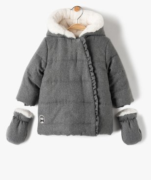 Parka bébé fille doublée à moufles et fermeture asymétrique vue1 - Nikesneakers(BEBE DEBT) - Nikesneakers