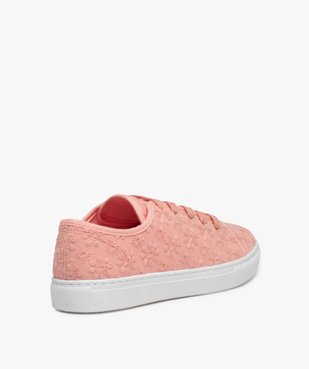 Baskets femme en toile dentelle anglaise unie vue4 - GEMO 4G FEMME - GEMO