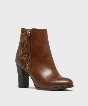Bottines à talon avec zip décoratif femme - Emilia Rosa vue2 - EMILIA ROSA - GEMO