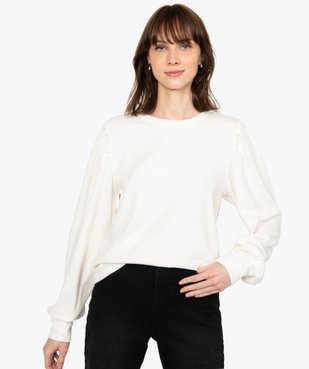 Sweat femme en maille légère et manches froncées vue1 - GEMO(FEMME PAP) - GEMO