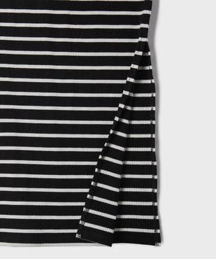 Robe longue en maille côtelée rayée fille vue3 - GEMO 4G FILLE - GEMO