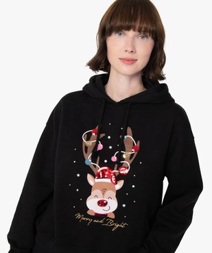 Sweat femme à capuche avec motif Noël à sequins vue2 - GEMO(FEMME PAP) - GEMO