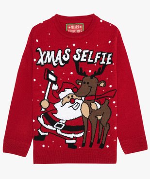 Pull de Noël garçon avec motif Père Noël et renne vue1 - GEMO (ENFANT) - GEMO