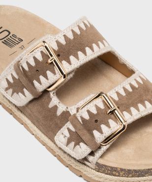 Mules à semelle plateforme et larges brides brodées femme - 5 Miles vue6 - 5 MILES - GEMO