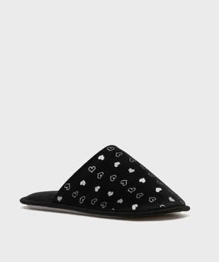 Chaussons mules en velours à motif cœurs brillants femme vue2 - GEMO(HOMWR FEM) - GEMO
