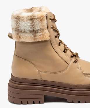 Boots femme fourrées et unies avec col et languette en sherpa  vue7 - GEMO (CASUAL) - GEMO