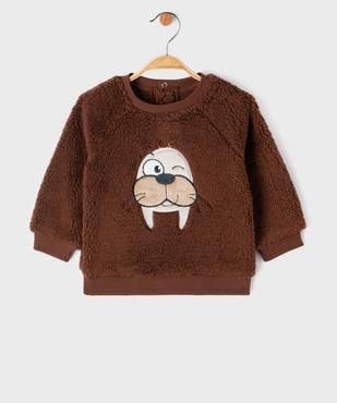 Sweat en sherpa douillet imprimé bébé garçon vue1 - GEMO(BEBE DEBT) - GEMO