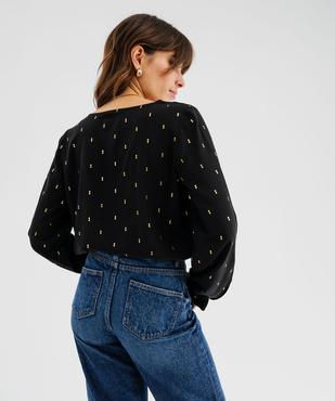 Blouse fluide à col V et motifs pailletés femme vue3 - GEMO(FEMME PAP) - GEMO