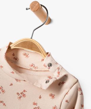 Tee-shirt en maille côtelée à col montant bébé fille vue2 - GEMO(BEBE DEBT) - GEMO