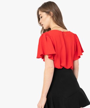 Tee-shirt femme avec manches volantées vue3 - GEMO(FEMME PAP) - GEMO