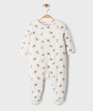 Pyjama en velours à pont-dos imprimé bébé vue1 - GEMO 4G BEBE - GEMO
