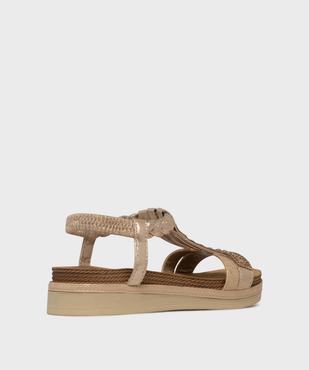 Sandales à semelle épaisse, brides métallisées et strass femme vue4 - EMILIA ROSA - GEMO