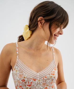 Nuisette en viscose avec col V dentelle et fines bretelles femme vue3 - GEMO 4G FEMME - GEMO