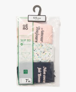 Culottes en coton stretch motifs romantiques fille (lot de 3) vue1 - GEMO 4G FILLE - GEMO
