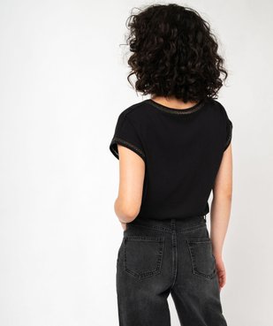 Tee-shirt à manches courtes avec finitions pailletées femme vue3 - GEMO 4G FEMME - GEMO