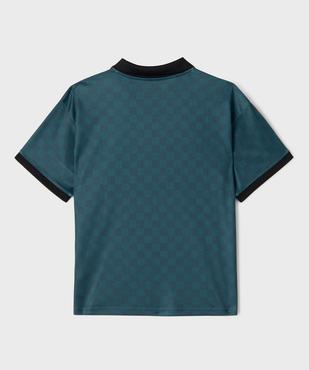 Tee-shirt manches courtes en mesh façon maillot de foot à col polo V garçon vue3 - GEMO (JUNIOR) - GEMO