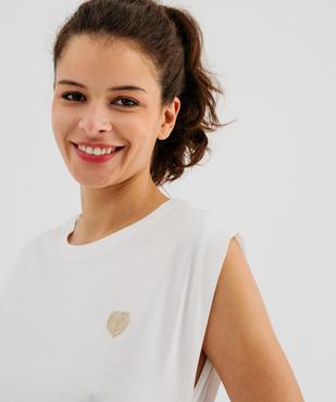 Débardeur femme en jersey de coton à broderie cœur femme vue2 - GEMO(FEMME PAP) - GEMO